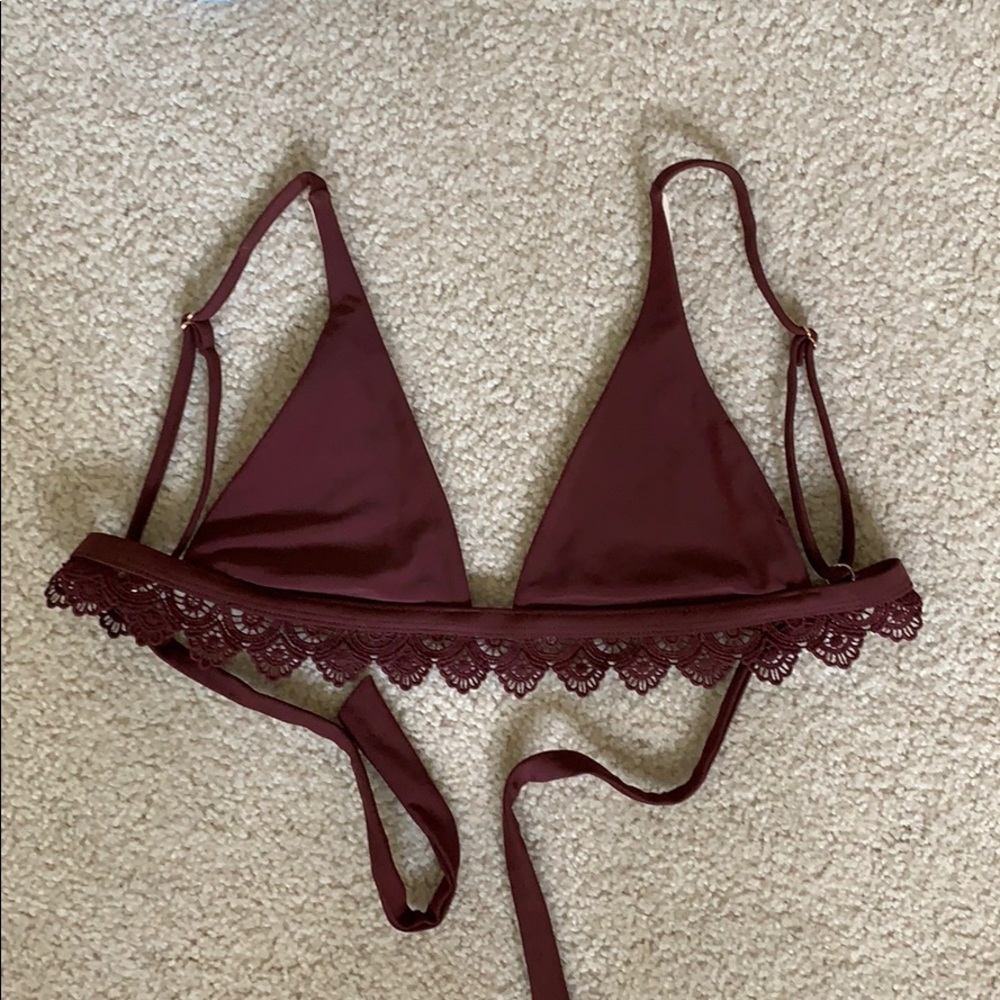 La Hearts maroon bikini top
